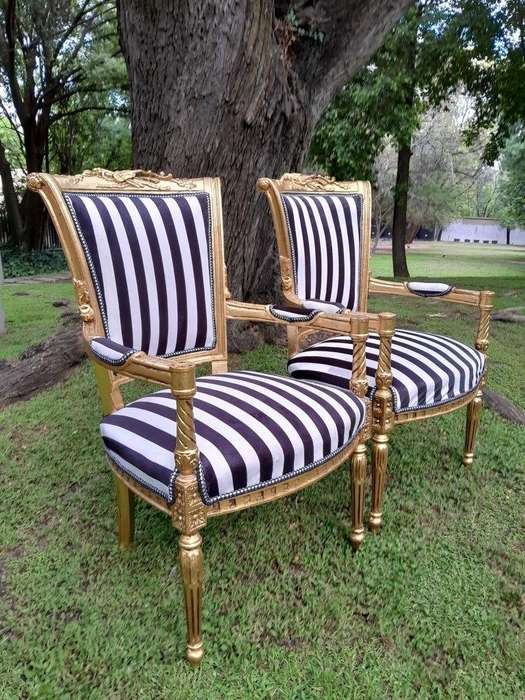 A Pair Of 20th Century French Louis XVI Styled Ornately Carved And Gilded Fautelli Chairs (variou...
