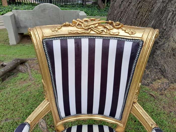 A Pair Of 20th Century French Louis XVI Styled Ornately Carved And Gilded Fautelli Chairs (variou...