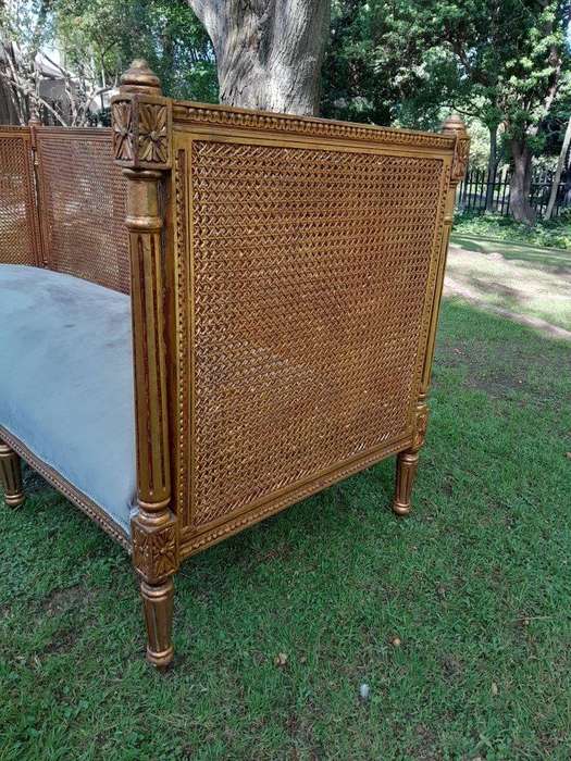 A 20th Century French Style Carved And Hand Gilded Rattan Day Bed / Settee