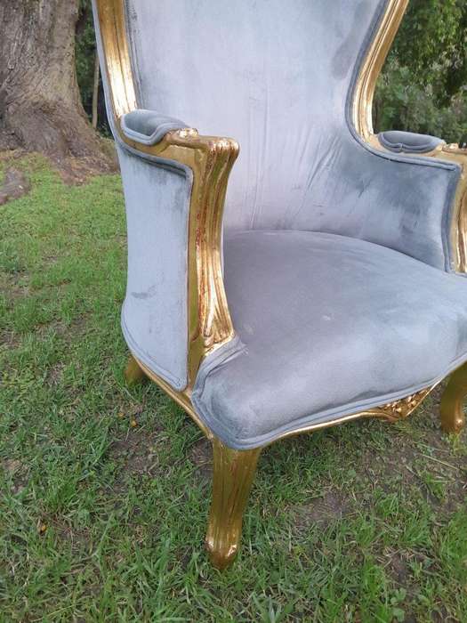 A Pair Of French Style Carved Wooden Wingback Armchairs