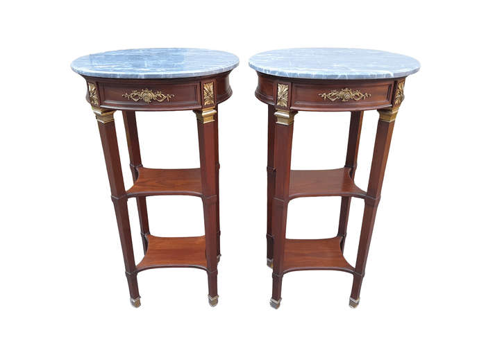 A 19th Century  Circa 1870 French (Bought In France) Antique Pair Of Empire Solid Mahogany Pedest...