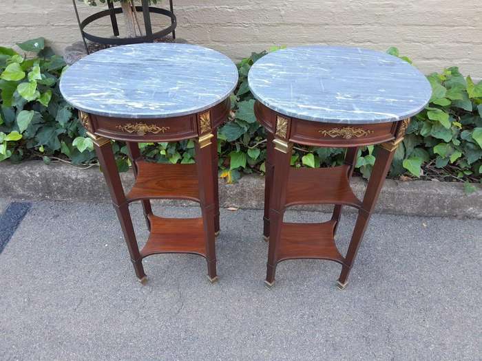 A 19th Century  Circa 1870 French (Bought In France) Antique Pair Of Empire Solid Mahogany Pedest...