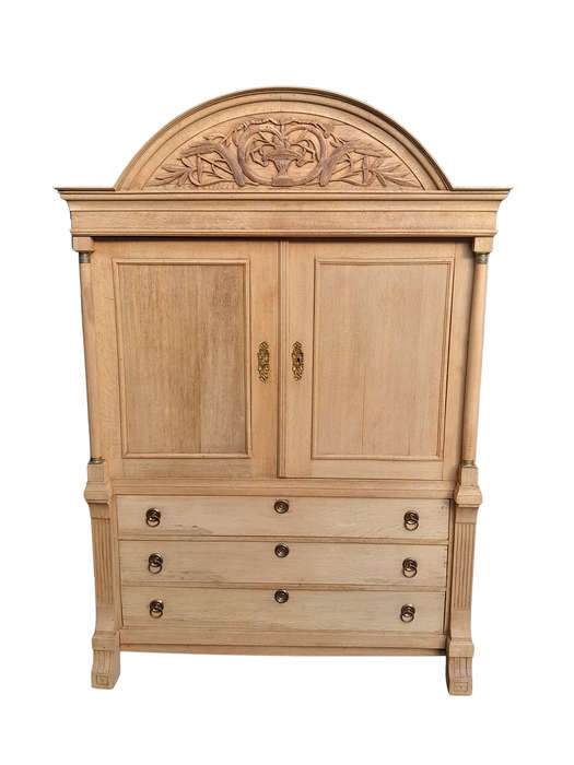 An 18th Century Dutch Oak Linen Press With Original Gild Metal Mounts