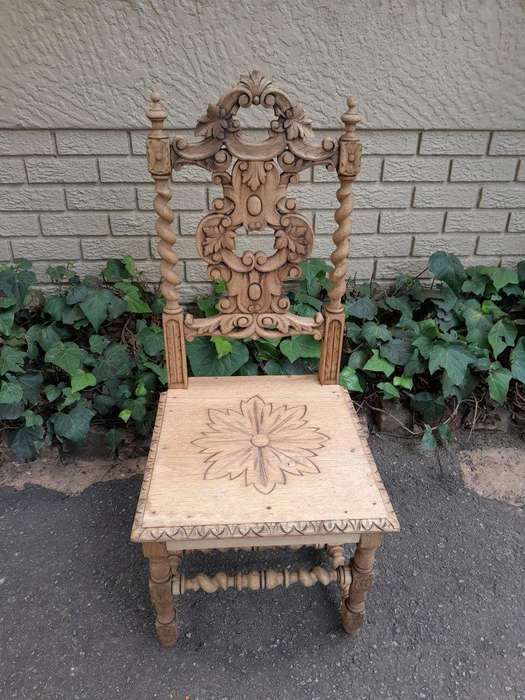 An Antique 19th Century Heavily Carved and in a Contemporary Bleached Finish