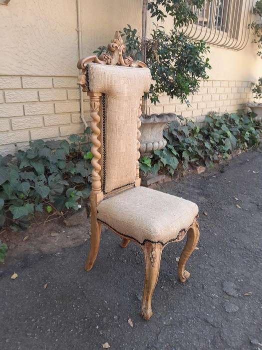 An Antique 19th Century Circa 1880 Mahogany Carved Chair In A Contemporary Bleached Finish
