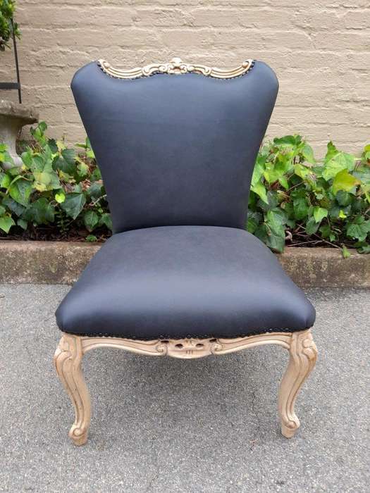 A 20TH Century Pair of Mahogany Slipper Chairs Finished in a Contemporary Bleached Finish and Uph...