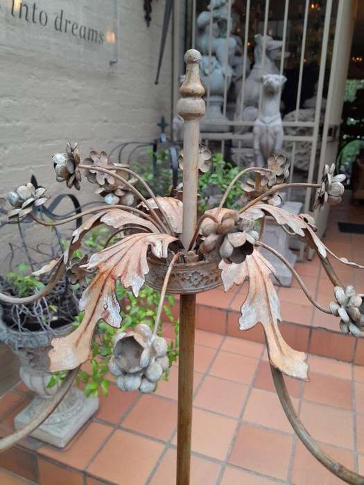 A 20TH Century Pair Of Wrought Iron Floor Candelabras