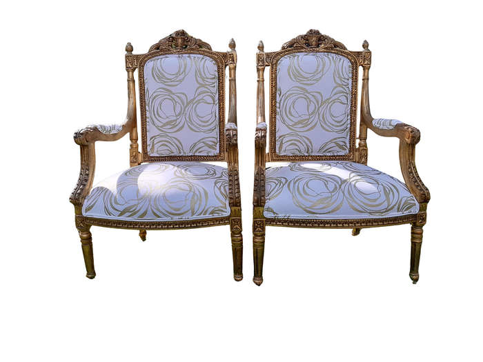 A 20th Century Circa 1980 French Style Giltwood Armchairs