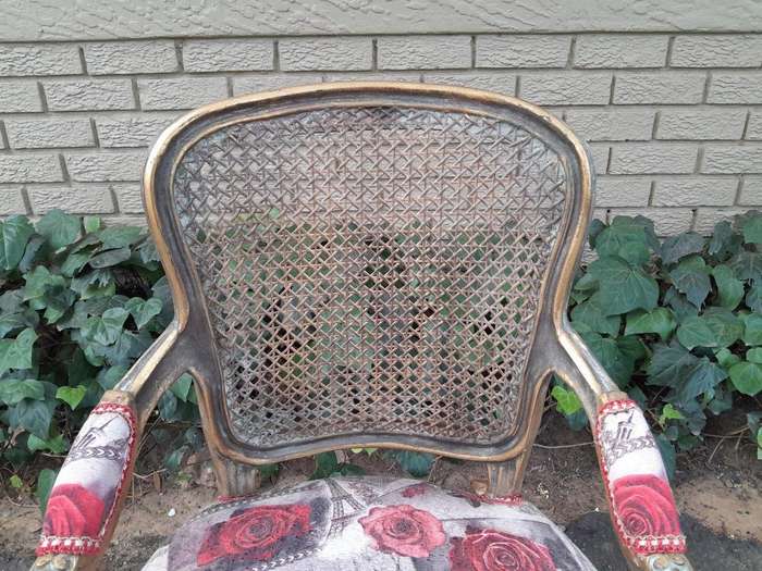 A Pair Of French Style Rattan And Carved Wooden Gilded Armchairs