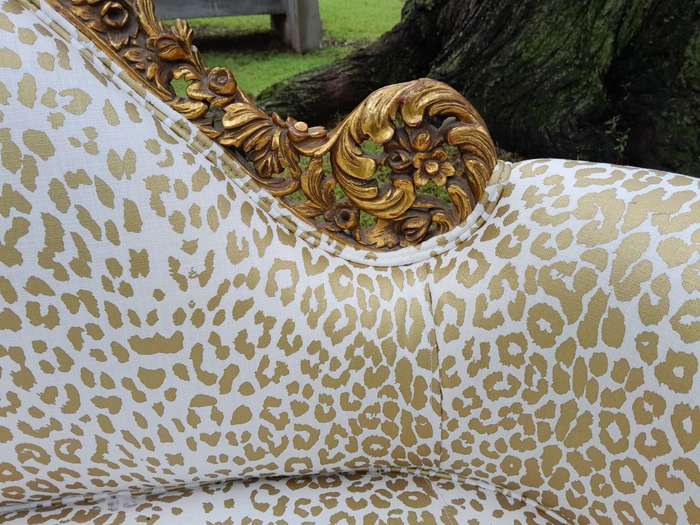 A Rare 20th Century Circa 1980 X French Rococo Style: Carved Wooden And Hand Gilded Settee Uphols...