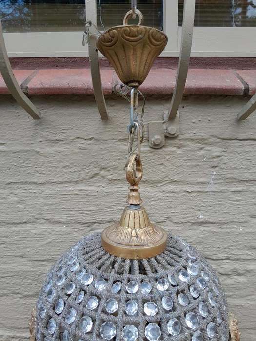 A 20th Century Brass Gilt Monumental Empire French Style Chandelier with Crystals