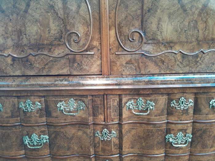 An Early 18th Century Circa 1740 Dutch Louis XIV William and Mary Burr Walnut and Oyster Armoire ...