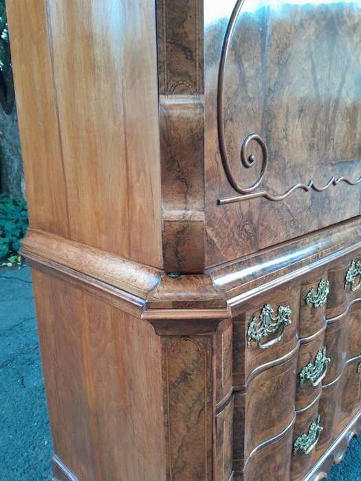 An Early 18th Century Circa 1740 Dutch Louis XIV William and Mary Burr Walnut and Oyster Armoire ...