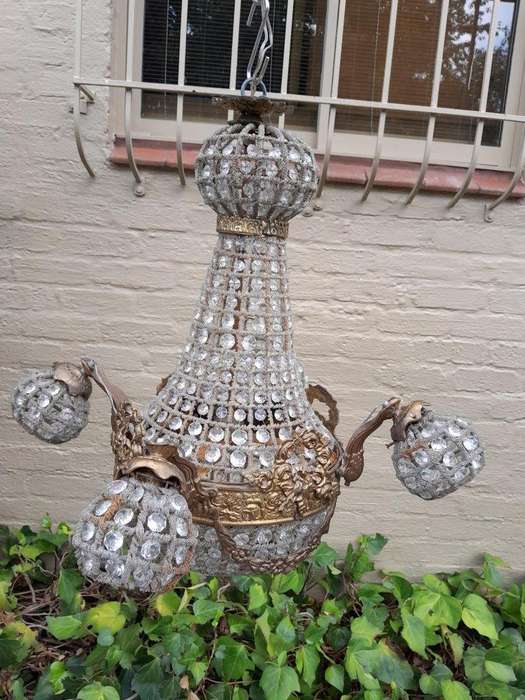 A Brass Gilt & Aged Monumental Empire Style Chandelier