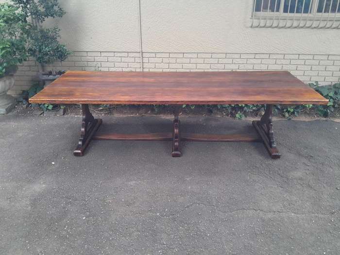 A 19th Century Sleeper Wood Refectory / Dining Table (10 Seater)