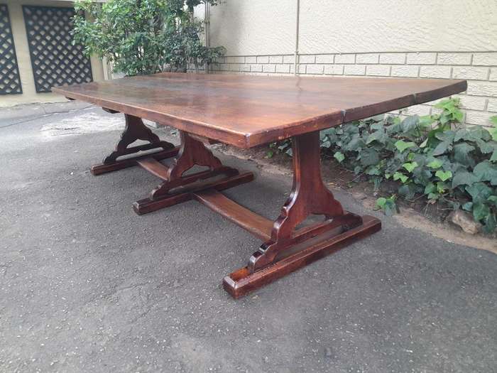 A 19th Century Sleeper Wood Refectory / Dining Table (10 Seater)