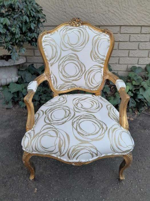 A 19th Century Pair of French Carved and Gilded Wooden Armchairs Upholstered in a Custom Made Fab...