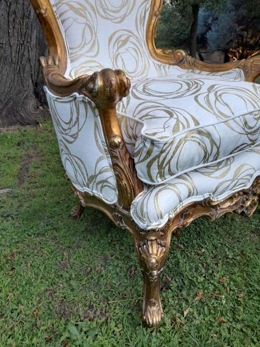 A 19th Century French Ornately Carved and Gilded Armchair of Large Proportion