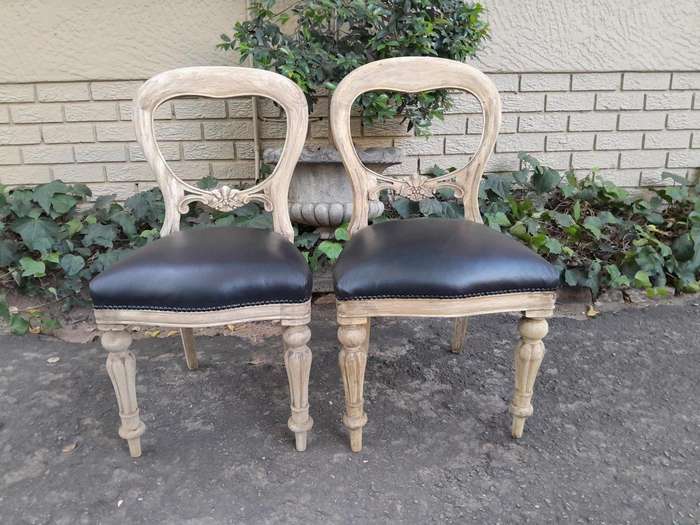 A Victorian Style Set of Ten Dining Chairs in a Contemporary Bleached Finish with Deep Buttoned L...