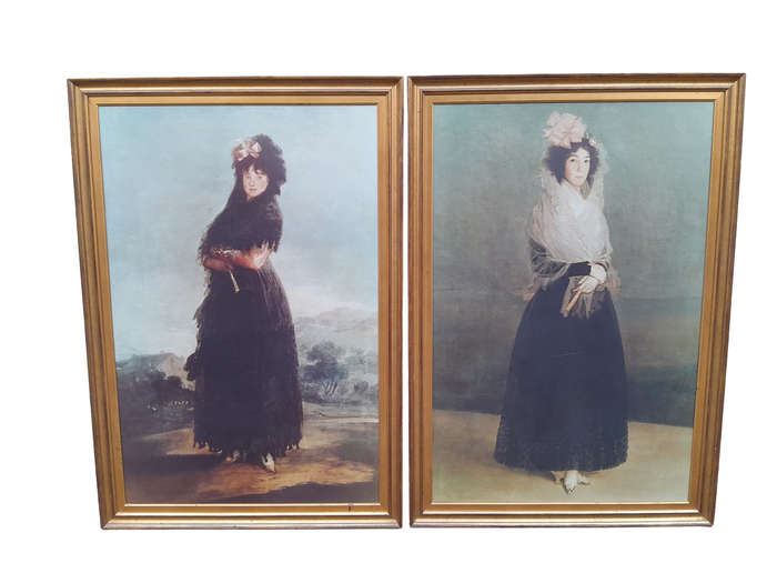 A 20TH Century Pair of Giclee Prints of a Countess and Marchioness of Large Proportions in Gilded...