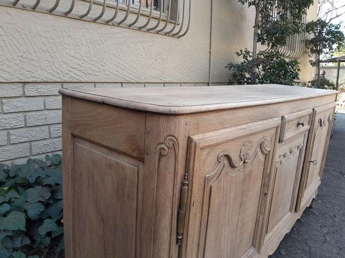 A 19th Century  Circa 1870 Carved Oak Side Board / Server With Drawer and Doors with Brass Mount...