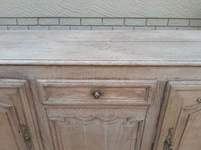 A 19th Century  Circa 1870 Carved Oak Side Board / Server With Drawer and Doors with Brass Mount...