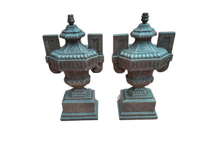 A 20th Century Pair  of Carved Stone Lamps