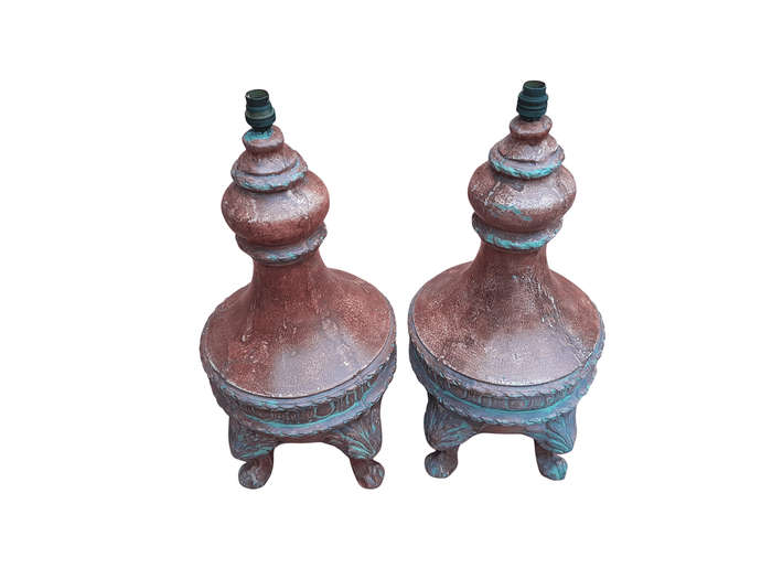 A 20TH Century Pair of Stone Lamps