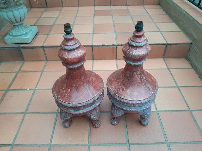 A 20TH Century Pair of Stone Lamps