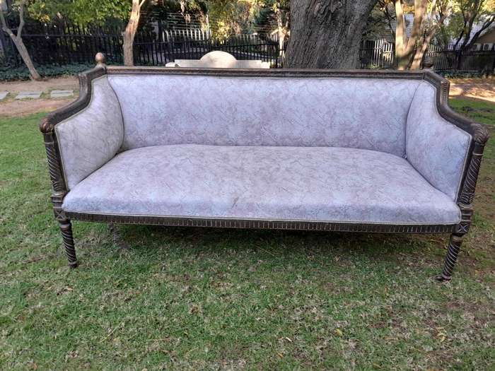A French Louis XVI Style Large Carved Giltwood Settee