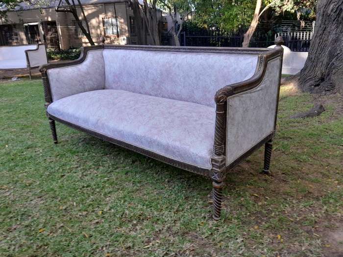 A French Louis XVI Style Large Carved Giltwood Settee