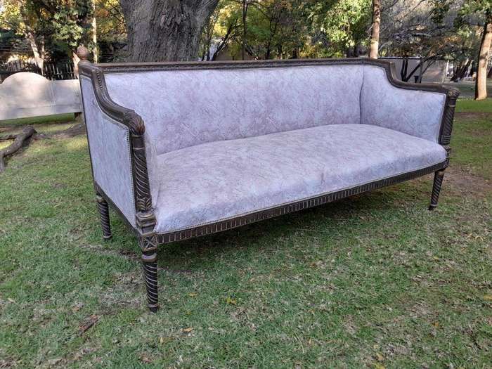 A French Louis XVI Style Large Carved Giltwood Settee