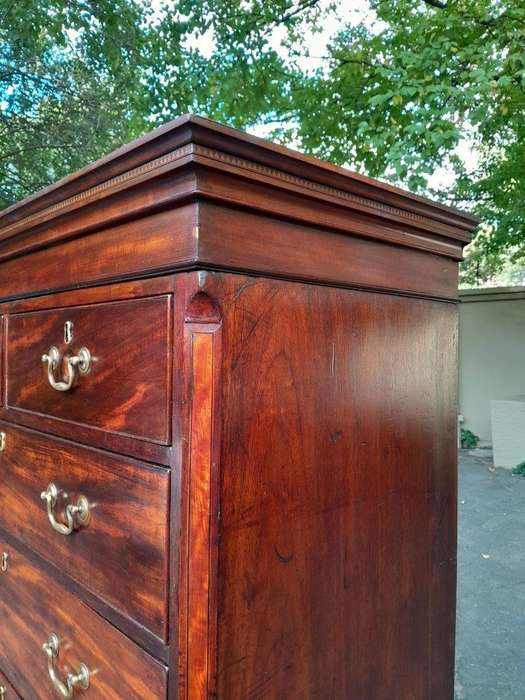 An 18th Century Georgian Mahogany Chest on Chest With Brass Handles