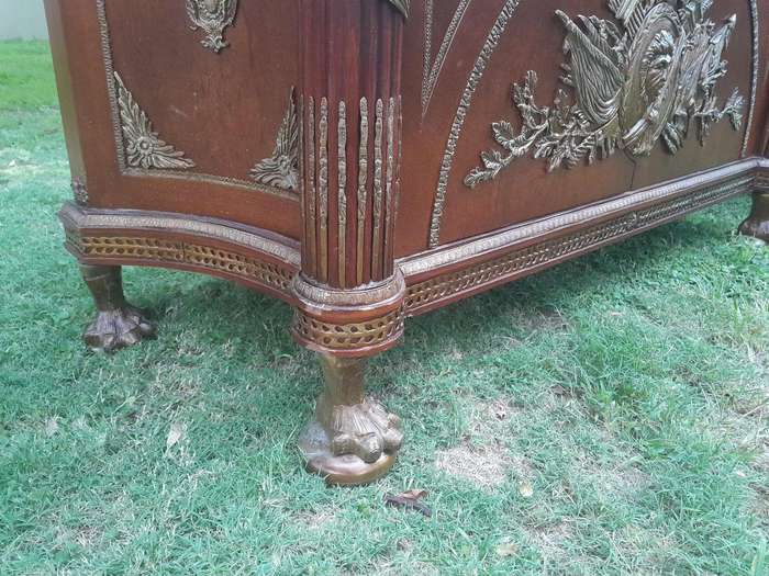 A 20th Century Rare Pair of French Style Mahogany Chests / Servers / Sideboards / Cabinets with O...