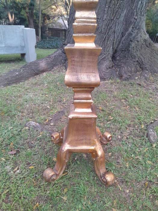 A Pair of French Style Ornately Carved Gilt-Wood Floor or Table Candle Holders (Large)