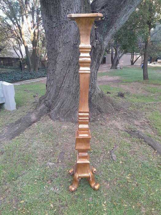 A Pair of French Style Carved and Gilt-Wood Floor or Table Candle Holders (Medium)