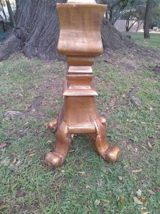 A Pair of French Style Carved and Gilt-Wood Floor or Table Candle Holders (Medium)
