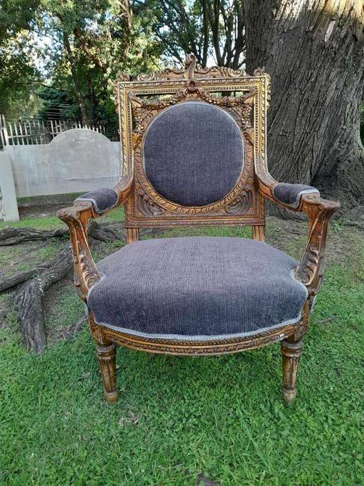 A Pair Of 20th Century French Style Ornately Carved Gilt Wood Arm Chairs