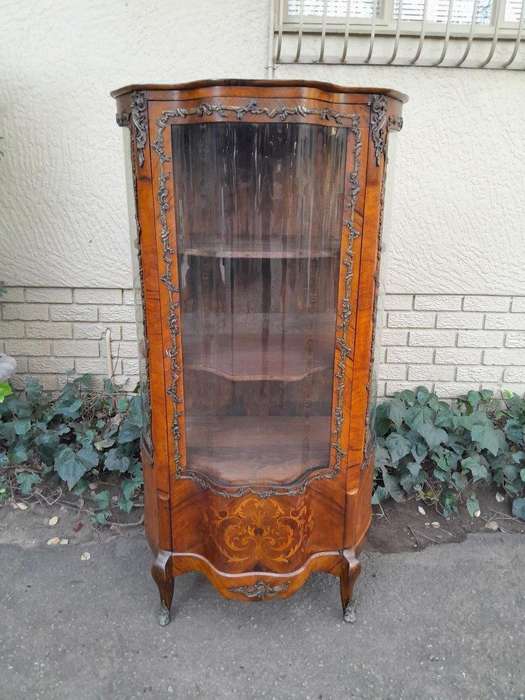 19th Century French Kingswood And Inlaid Display Cabinet / Vitrine With Original Brass Mounds And...