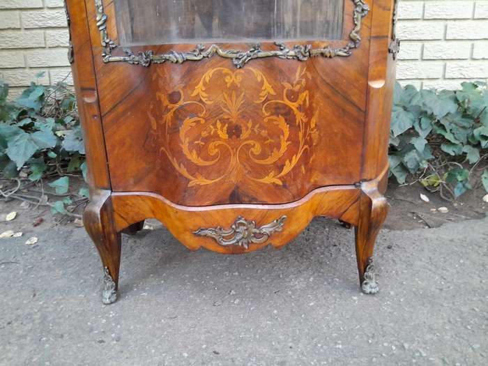 19th Century French Kingswood And Inlaid Display Cabinet / Vitrine With Original Brass Mounds And...