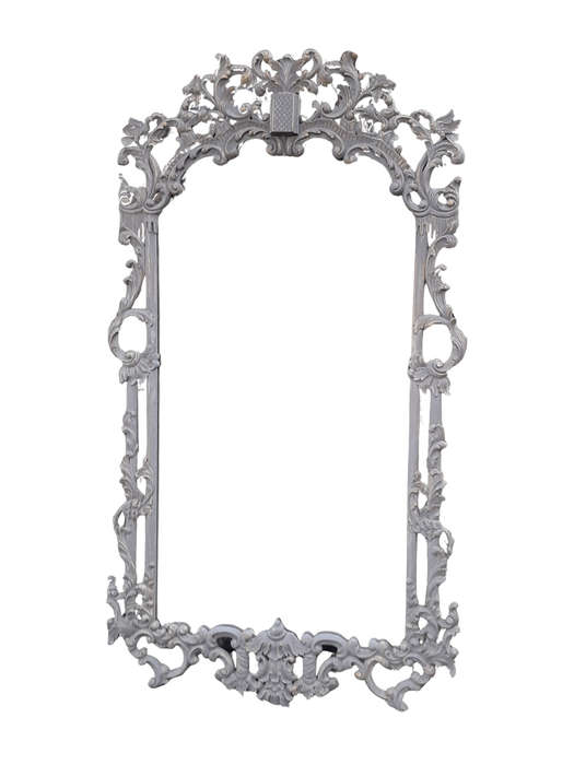 A 20th Century French Style Carved Grey and Gilded Mirror