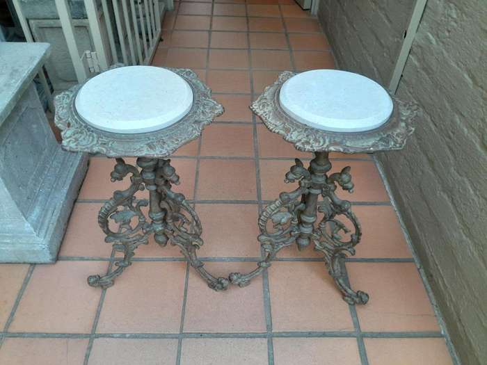 A 20th Century French Style Pair Of Cast-Iron Tables