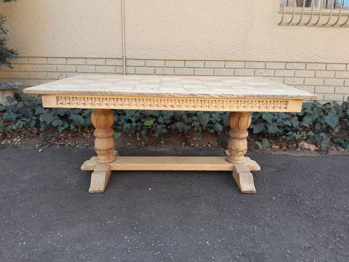 A 20th Century Oak Dining / Refectory / Entrance Table In A Contemporary Bleached Finish (Six Sea...