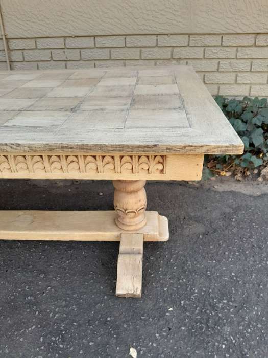 A 20th Century Oak Dining / Refectory / Entrance Table In A Contemporary Bleached Finish (Six Sea...