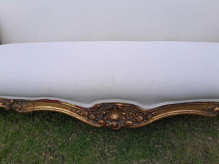 19th Century French Ornately Carved Giltwood Settee