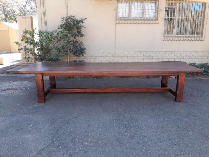 A 20th Century Massive Teak Refectory / Dining / Entrance Table  (12 To 14 Seater)
