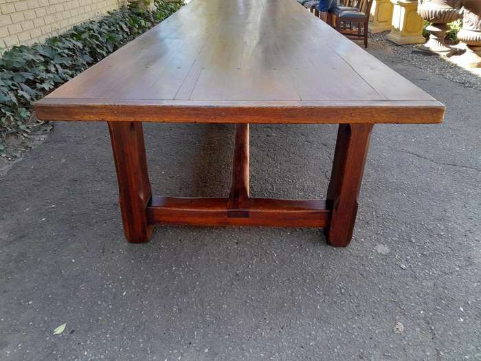 A 20th Century Massive Teak Refectory / Dining / Entrance Table  (12 To 14 Seater)