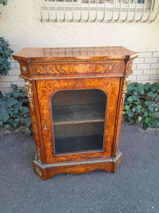 A19th Century French Rosewood, Walnut Marquetry With Ormolu Pier Cabinet Inlaid With Walnut An Ex...