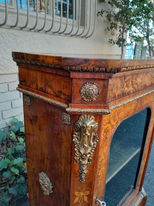 A19th Century French Rosewood, Walnut Marquetry With Ormolu Pier Cabinet Inlaid With Walnut An Ex...