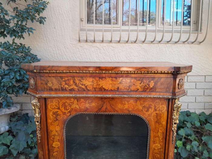 A19th Century French Rosewood, Walnut Marquetry With Ormolu Pier Cabinet Inlaid With Walnut An Ex...